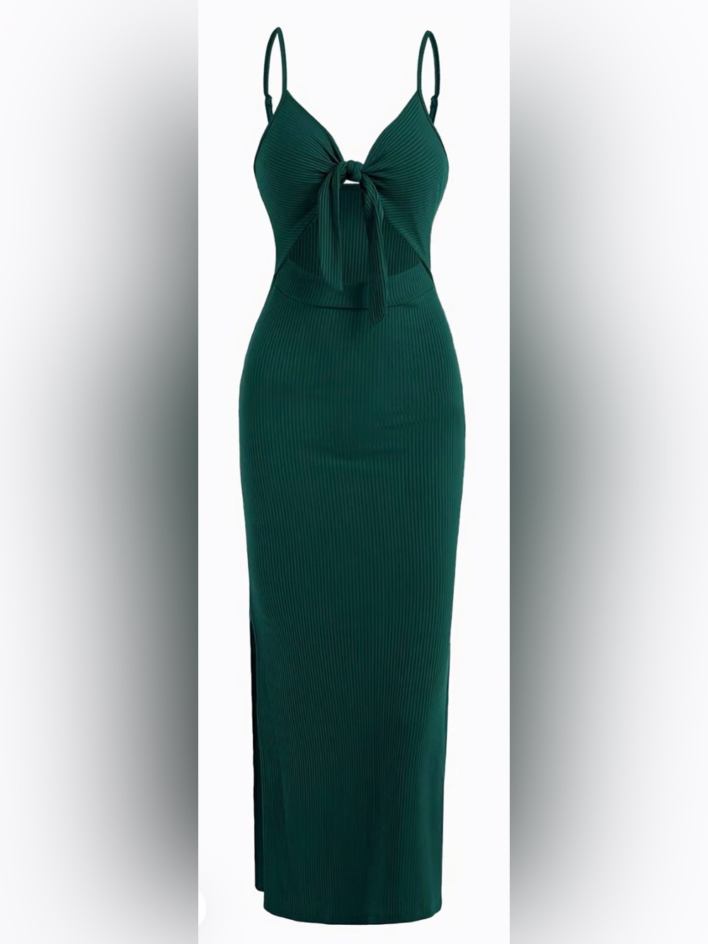 Women's Emerald Green Ribbed Dress